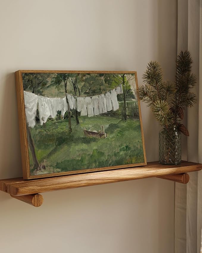InSimSea Framed Wall Art for Living Room Vintage Laundry Room Art Print Antique Oil Painting Country Landscape Vintage Wall Art Canvas for Bathroom Bedroom OfficeGallery 12x16in