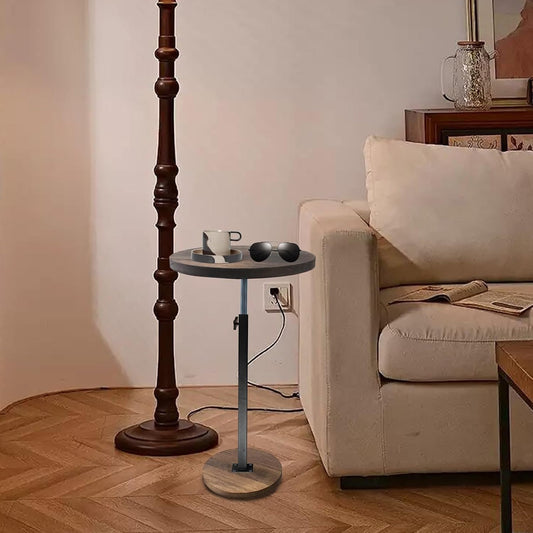 Small Side End Table, Adjustable Height and 360° Swivel Drink Desk for Small and Narrow Space, 11.7 Inch Diameter Rustic Round Table for Bar, Cafe, Living Room Sofa, Bedroom Nightstand