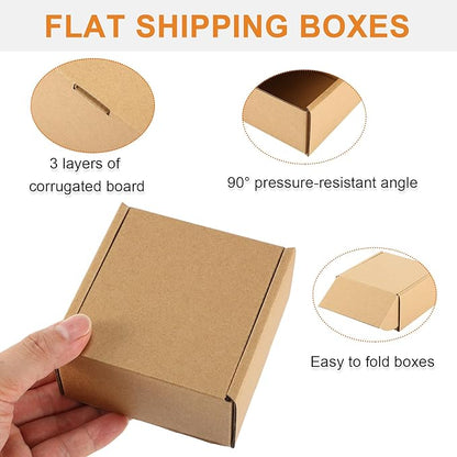 Qilery 60 Pcs Shipping Boxes Cardboard Gift Corrugated Cardboard Brown Boxes Mailer Packaging for Mailing Small Business Present (4x 4 x 2 Inch)