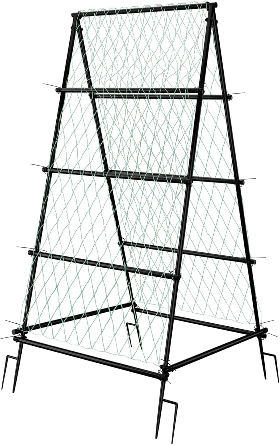 unho Garden Trellis for Climbing Plants with Tough Nylon Netting, 6ft Tall Sturdy Rustproof Metal Plant Support Tower for Vegetable Fruit Vine Cucumber Garden Lightweight，Outdoor