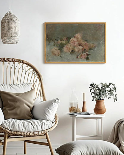InSimSea Framed Wall Art - Large Canvas Prints: Classical Oil Painting Roses for Living Room, Bedroom, Home Office & Bathroom Decor - 16x24in