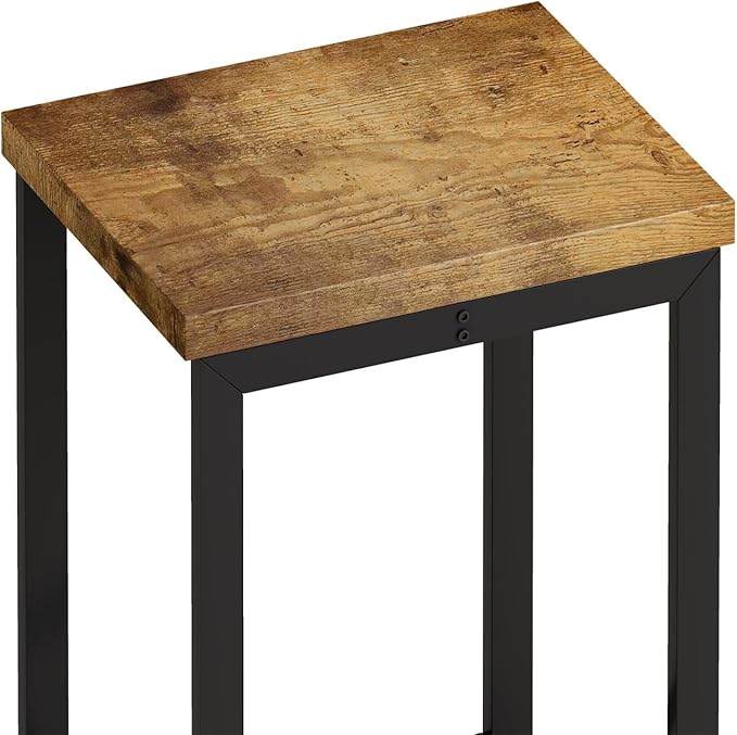 Harper & Bright Designs 4-Piece Dining Table Set, 60.2" L Wood Dining Table with 3 Stools and Metal Frame for Kitchen Dining Room, Convenient Hanging Stool Design, Natural+Black