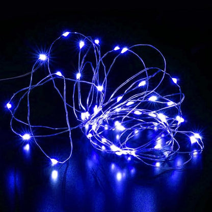 Aogist 24 Pack Fairy Lights 3 Modes 7ft 20 LED Waterproof,Battery Operated Silver Wire Firefly Starry Moon Mini String Lights for Mason Jars Christmas DIY Crafts Wedding Party Bedroom,Blue