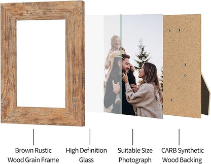 4x6 Picture Frame Set of 4 with High Definition Real Glass, Mixed Color Wood Photo Frames for Desktop Display and Wall Mounting