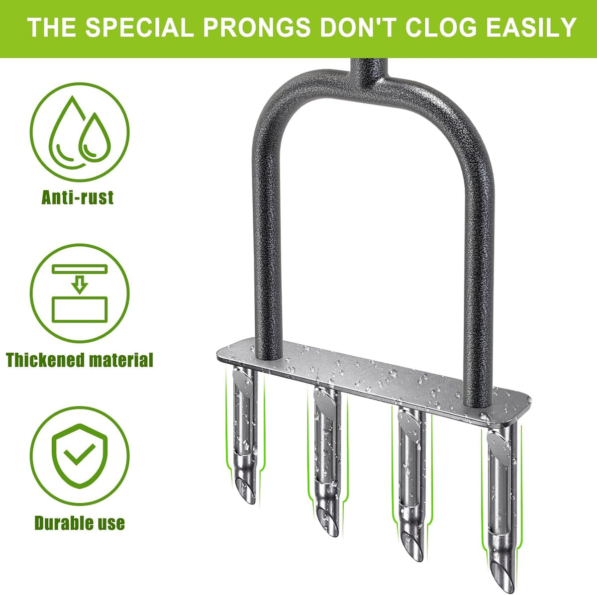 Dolibest Manual Aerator Lawn Tool, Manual Yard Plug Aerators with 4 Stainless Steel Semi-Open Plugs, Pre-Assembled Manual Grass Aerating Tool & Clean Hand Tool, Improving Lawn Health -37Inch