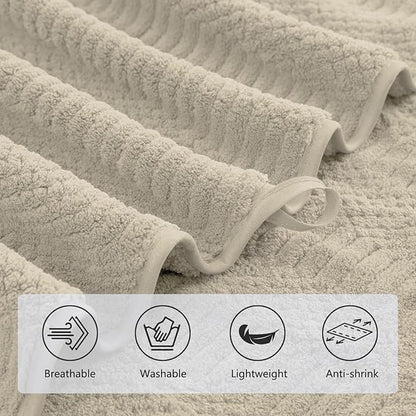 8 Piece Oversized Bath Towels Set Camel,2 Extra Large Bath Towel Sheets,2 Hand Towels and 4 Washcloths 600 GSM Highly Absorbent Quick Dry Towels Set for Bathroom Hotel