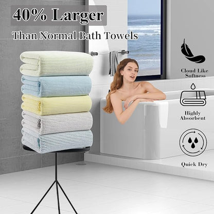 8-Piece Premium Towel Set for Bathroom|2 Oversized Large Bath Sheet,2 Hand Towels,4 Washcloths|Soft Cozy Highly Absorbent Fast Dry Microfiber Shower Towel Set for Hotel Bathroom Essentials,Yellow