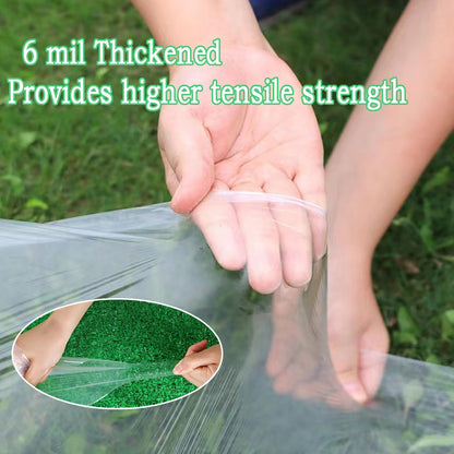 6.5FTx10FT Greenhouse Plastic Sheeting, 6 Mil Thick Clear Polyethylene Film, Waterproof Wind Frost Dust UV Resistant Green House Plastic Covering for Outdoor Plant, Garden, (6.5ft x 10ft)