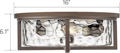 16" D Industrial Flush Mount Ceiling Light, Large 3-Light Farmhouse Close to Ceiling Lights for Hallway, Kitchen, Bathroom, Dining Room (Oil Rubbed Bronze,)