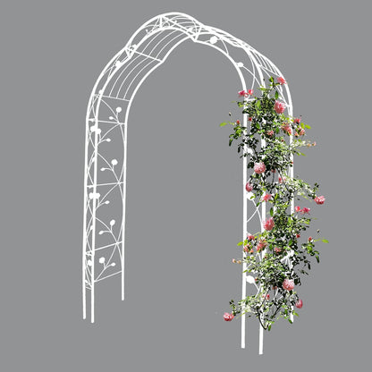 Metal Garden Arch 98.4" H Garden Arbor Trellis Climbing Plants Support Rose Arch Outdoor Lawn Wedding Party Events Archway Off White