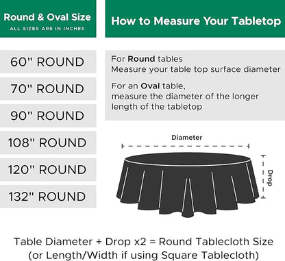 Biscaynebay Textured Fabric Round Christmas Tablecloths 70", Hunter Green Water Resistant Spill Proof Tablecloths for Dining, Kitchen, Wedding, Parties Machine Washable