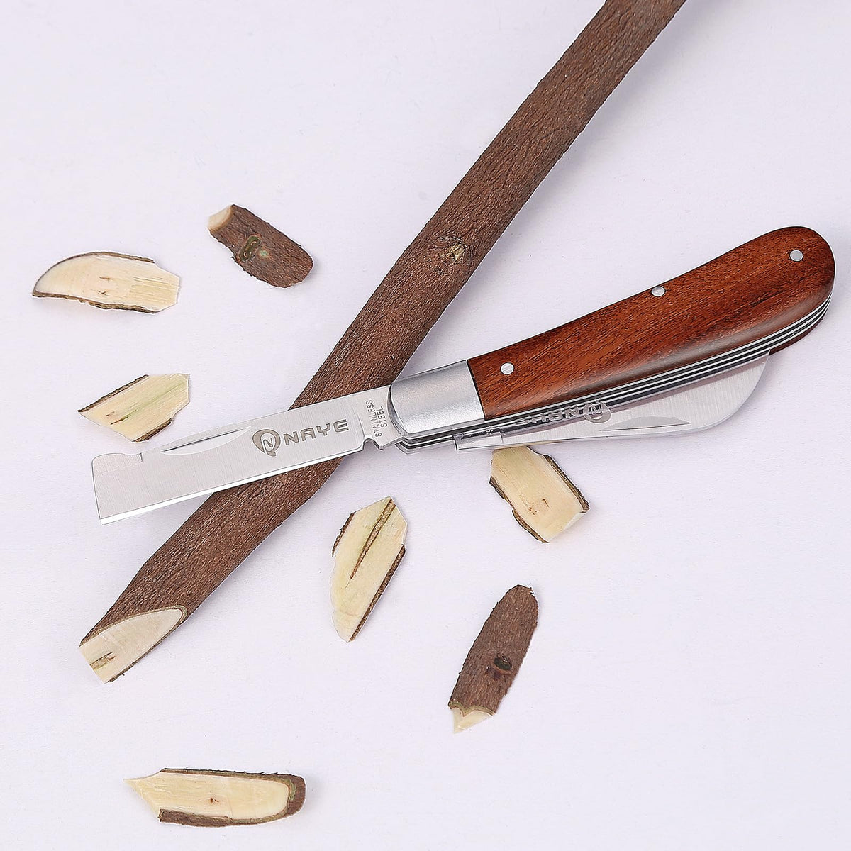 NAYE Grafting Gardening Knife,2-5/8" Curved Straight Blades Garden Knife for Budding Pruning,with Grafting Tape Plant Labels/Tree Tags