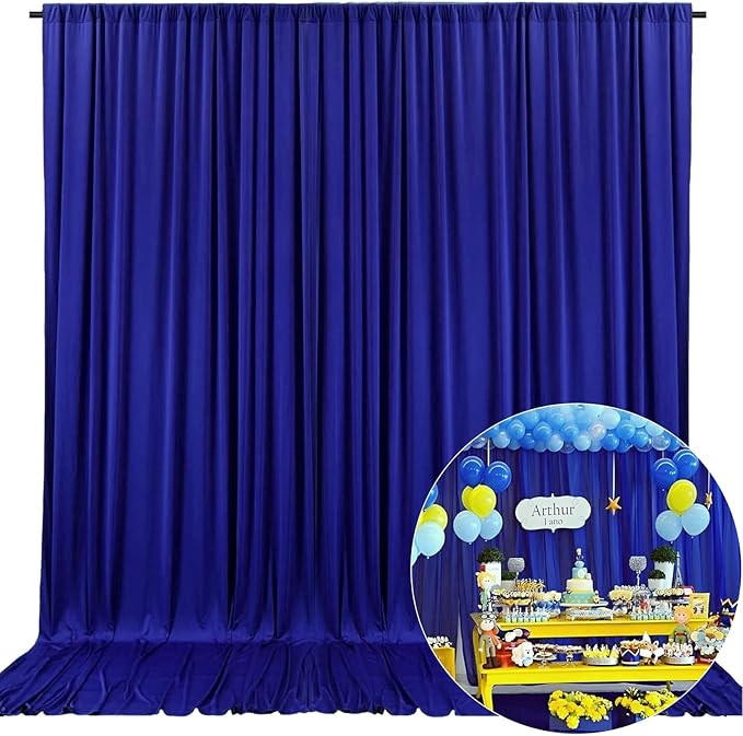 10 x 7 Feet Blue Backdrop Curtain for Partie, Background Curtains for Photoshoot, Birthday, Wedding, Halloween, Thanksgiving, Christmas Day, New Year Party Decorations 5Ft x 7Ft, 2 Panels