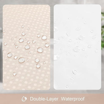 3 in 1 Shower Curtain Set, Blush Pink Waffle Shower Curtain and PEVA Liner Set with 12 Stainless Steel Shower Curtain Hooks, Waterproof Shower Curtains for Bathroom, 72 W x 72 H