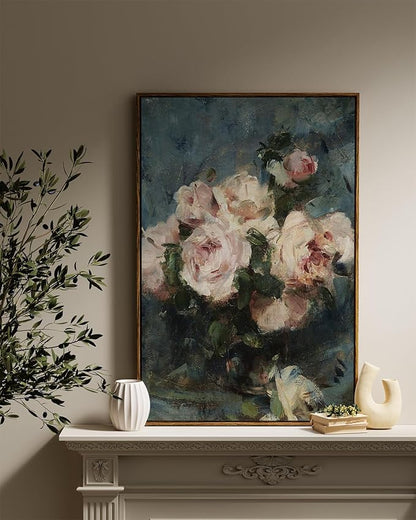 InSimSea Framed Wall Art for Living Room Flower Wall Pictres Roses Vintage Botanical Prints Floral Paintings Art Wall Decor Aesthetic Room Decor Canvas Prints for Bedroom Office Decor 24x36in