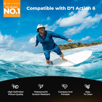 K&F CONCEPT ND/PL Filter Kit Compatible with DJI Osmo Action 6, 4Pack ND8/PL ND16/PL ND32/PL ND64/PL Screw On Polarizing Neutral Density Filter HD Optical Glass/Multi-Coated Action Camera Accessories
