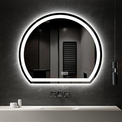Bathroom Mirror with 3 Colour LED Lights, Lighted Bathroom Makeup Wall Mounted Mirror with Demister Pad, Touch Switch Mirror for Entryway, Bathroom, Vanity(43.3"/110cm)