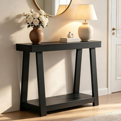 36" Narrow Console Table - 500lb Capacity 2-Tier Entryway Table, 2.6" Thick Top, Easy Clean & 15-Min Assembly, Sofa Table for Small Spaces