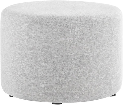 Gray 23" Round Woven Heathered Fabric Upholstered Ottoman, Outdoor Sitting Surface, Durable, Weather-Resistant, Comfortable