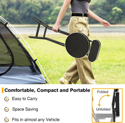 TAVR Folding Chair, Tall Folding Bar Chair with Backrest & Safety Lock, Portable PU Leather Counter Chair for Kitchen, Balcony, Camping, Fishing & Indoor Outdoor Use