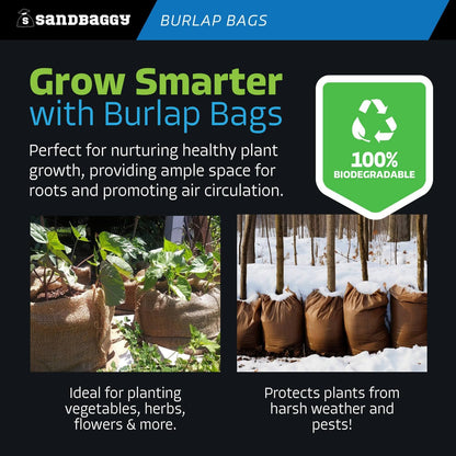 Sandbaggy - Large Burlap Bags 24" x 40" - Burlap Sack Race Bags for Kids & Adults - Premium Quality Burlap for Vegetables- Bad Weather/Frost Protection - Pack of 4 - Great as Potato Sacks