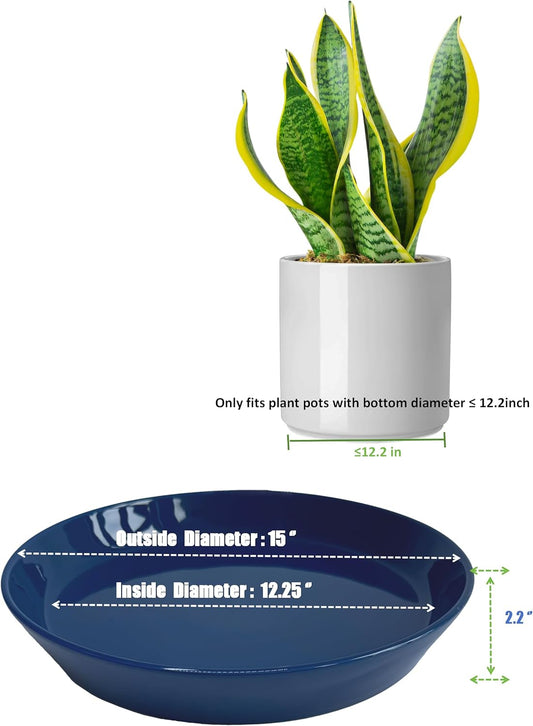 14 Inch Plant Saucer Tray 4 5 6 8 10 12 14 15 Inch Ceramic Plant Saucers for Indoors Outdoor, Drainage Drip Water Trays for Planter Pots Flower, Glazed Pot Saucers Trays (15 Inch)