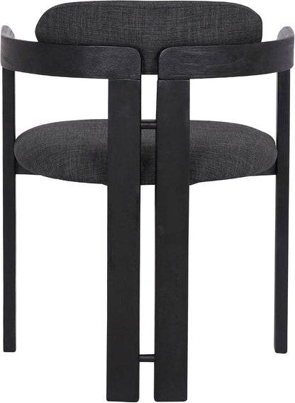 Armen Living Jazmin Contemporary Dining Chair in Black Brushed Wood Finish and Charcoal Fabric - Set of 6