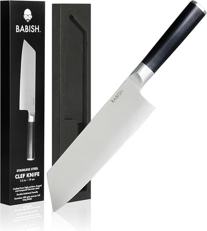 Babish High-Carbon 1.4116 German Steel Cutlery, 7.5" Clef (Cleaver + Chef) Kitchen Knife, Good Housekeeping Standout Knife of 2022