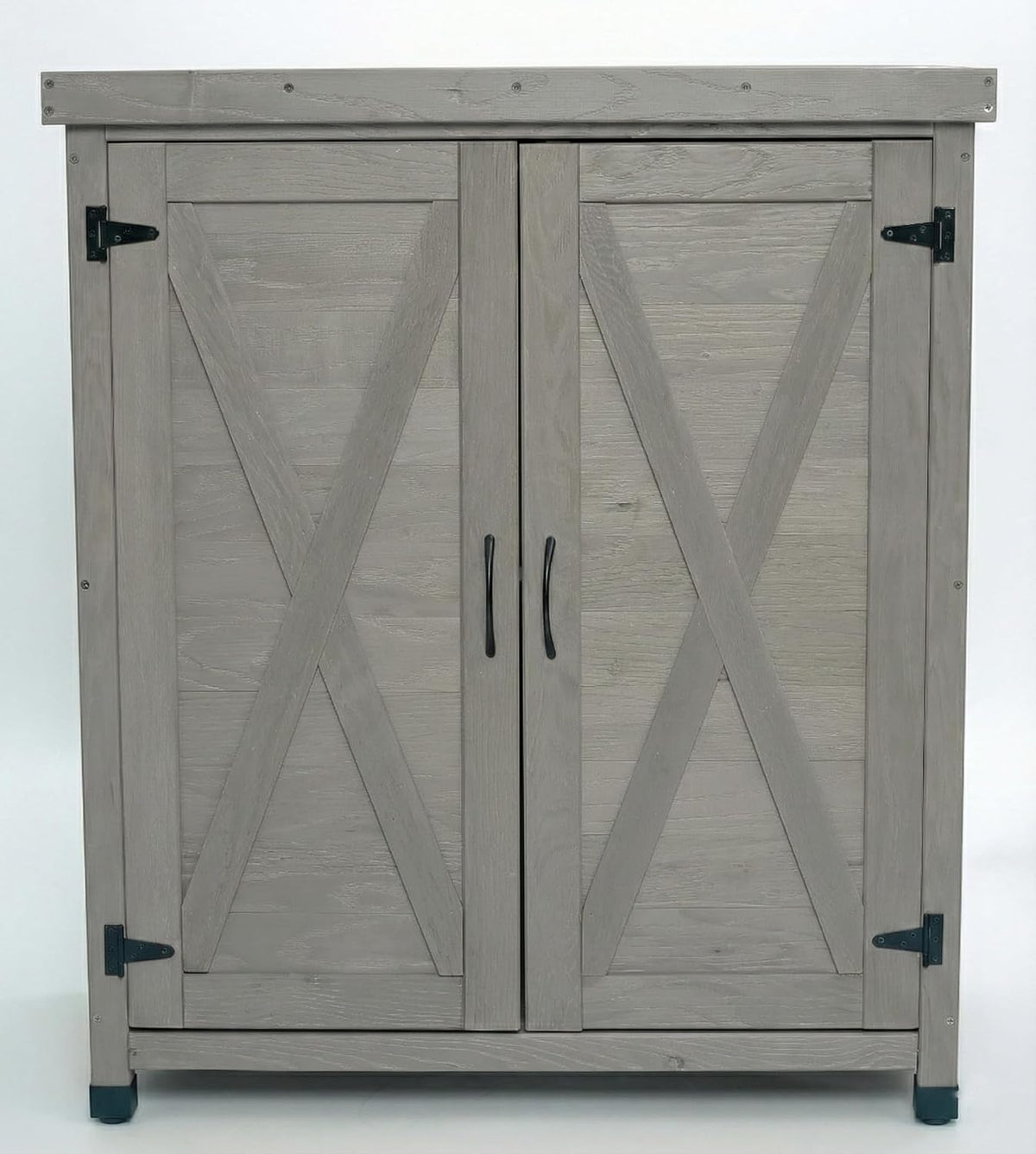 31" Weatherproof Living Room Cabinet, Practical Cabinets with X-Shape Frame, Storage Locker with Magnetic Door for Patio, Gray