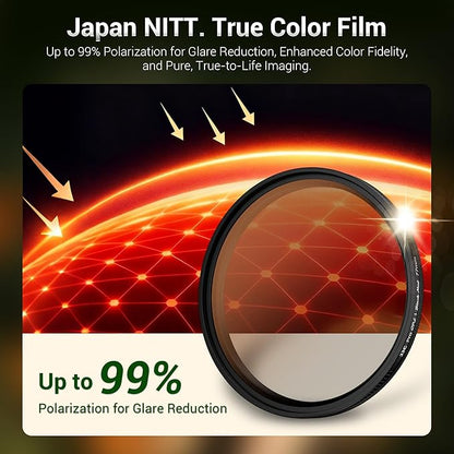 82mm Black Diffusion 1/4 & Reflectivity CPL 2 in-1 Filter with Lens Cap, Dreamy Softens Highlights with Effective Polarization, Mist Cinematic Polarizer Effect Filter with ND2 Reduction