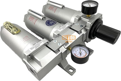 3/4" NPT SUPER DUTY Industrial Grade Filter Regulator Coalescing Desiccant Dryer System For Compressed Air Lines, Metal Bowls, Great For Paint Spray And Plasma Cutter (MANUAL DRAIN)