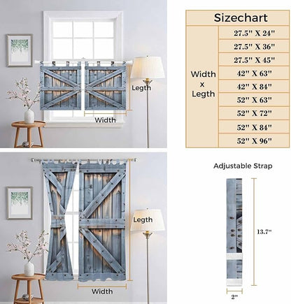 Farmhouse Wood Grain Kitchen Curtains 45 Inch Length, Short Cafe Window Curtains Tab Top, Vintage Country Barn Gate Textured Light Filtering Window Treatments Tier Drapes 27.5"x45" 2 Panel