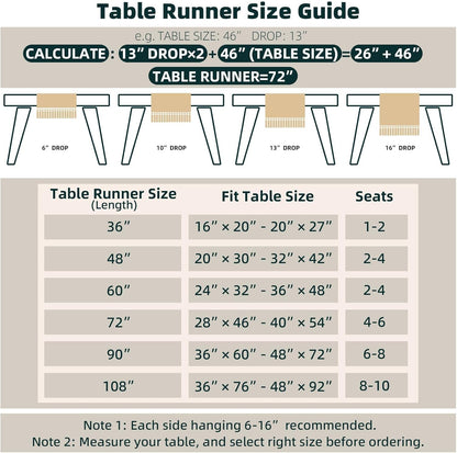 FEXIA Boho Table Runner for Home Decor with Tassels 72 Inches Farmhouse Long Pottery Barn Furniture Rustic Macrame Burlap Table Decoration for Living Room Bridal Shower (12x72 Inches)