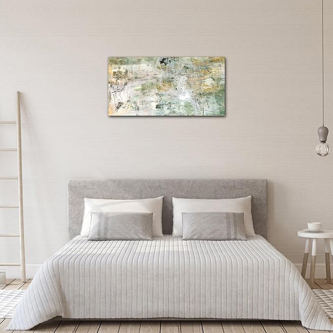 NINEASO Brown Green Abstract Wall Art - Unearthed World Abstract Canvas Pictures for Wall Decor Modern Abstract Canvas Painting Artwork for Living Room Bedroom Home Office Wall Decorations 20" x 40"