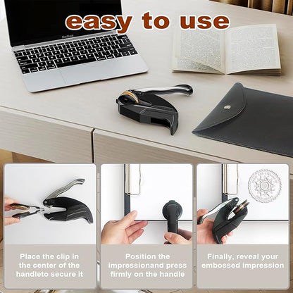 Personalized Book Embosser - Custom Library Stamp, Personal Gifts for Book Lovers, Readers, Teachers (Star-03)