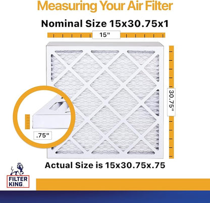 Filter King Air Filters 15x30.75x1 | 4-PACK | MERV 13 HVAC Pleated AC Furnace Filters | Air Purifier | Replacement Filters for Clean, Healthy & Fresh Environment | MADE IN USA