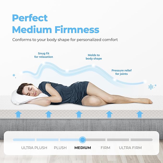 Neo Sleep 8 Inch Twin Cooling Gel Memory Foam Mattress Medium Firm CertiPUR-US Certified Foam, Mattress in a Box Enhanced Pressure Relief Removable Soft Cover No Fiberglass (Twin, 8 in)