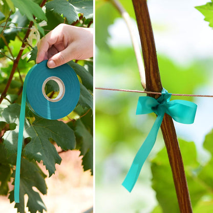 10 Pcs 150 Feet x 1/2" Wide Stretch Tie Tape Green Plant Garden Tie, Garden Vinyl Stake for Branches, Climbing Planters, Flowers