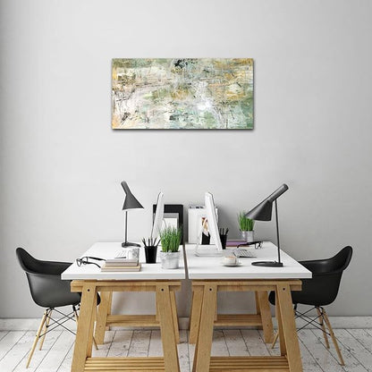 NINEASO Brown Green Abstract Wall Art - Unearthed World Abstract Canvas Pictures for Wall Decor Modern Abstract Canvas Painting Artwork for Living Room Bedroom Home Office Wall Decorations 20" x 40"