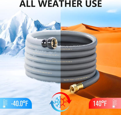 Garden Hose 5/8" x 25ft - No-Kink Flexible Water Hose 600 PSI Burst Pressure, Lightweight & Durable for Yard, Car Wash, Pets Gray