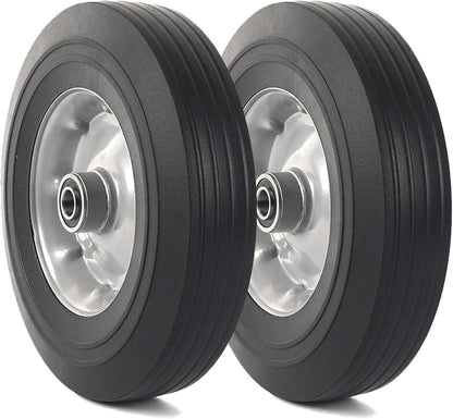 AR-PRO (2-Pack) 10" x 2.5" Flat Free Solid Rubber Replacement Tires - Flat-Free Tire and Wheel for Hand Trucks and Wheelbarrows with 5/8" Axles
