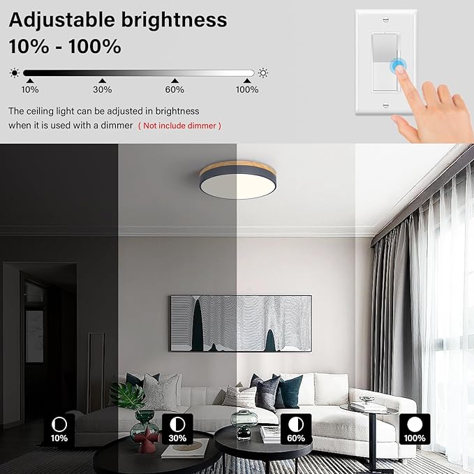15.7" Minimalist Style Flush Mount Dimmable Ceiling LED Lightning Fixtures Close to Ceiling Easy Install for Bedroom Bathroom Laundry Room Porch Kitchen