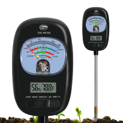 7-in-one Soil Test Kit, Soil Moisture Meter/PH Meter/Sunlight Intensity/Fertility Soil Tester, LCD Display Air & Soil Hygrometer Temperature for Hous Plants Garden, Farm, Lawn Care Moisture Meter