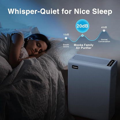 Air Purifiers for Home Large Room up to 2000ft², H13 HEPA Air Filter for Pets Hair Dander Smoke Pollen Dust, Non-Ozone, Portable Air Purifiers for Bedroom Office Living Room, E-300L, White