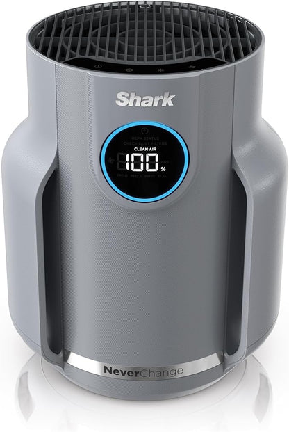 Shark Air Purifier for Home, NeverChange Compact Pro, for Bedroom, Nursery, Home Office, Dorm, HEPA-Exceeding Filter, Captures Pollutants, Pet Dander, Dust, Odor, Smoke, and More, HP071BRN, Winter Fog