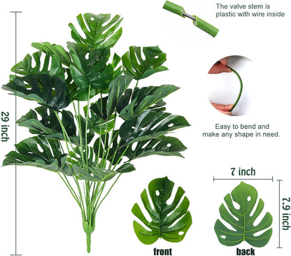 RECUTMS Artificial Palm Tree Leave Plants Faux Large Tropical Monstera Turtle Leaf Indoor Outdoor UV Resistant Fake Plant Greenery Hawaiian Luau Jungle Beach Party Home Garden Spring Summer Decoration