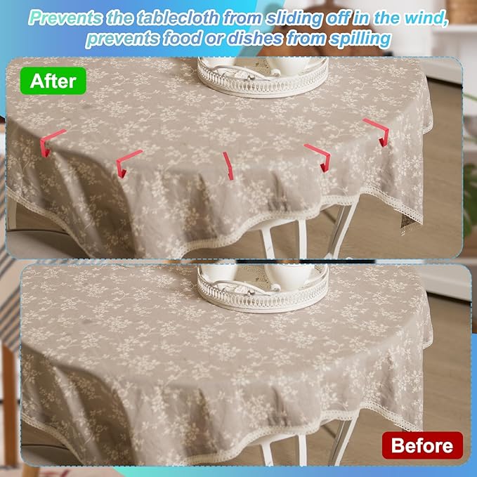 uxcell 8 Pack Tablecloth Clips, Stainless Steel Table Cloth Cover Clamps, 2.95" x 1.77" Windproof Holder Clips for Home Party Picnic Wedding Camping Dining Tables, Red