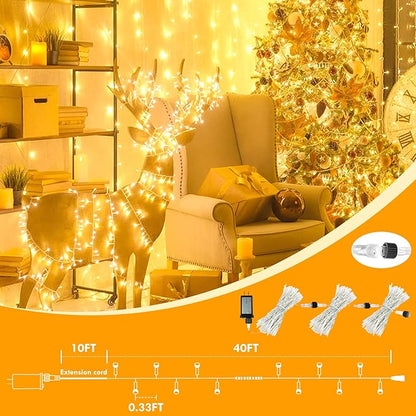 240LED 80FT Connectable String Lights Indoor Outdoor Clear Wire | Warm White Christmas Lights | Twinkle Fairy Light Plug in with Timer for Bedroom Classroom Wedding Tree Patio Decor (2 Pack)