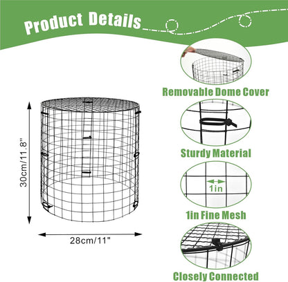 5 Packs Garden Plant Protectors from Animals,Metal Plant Cage Chicken Wire Cloche with Ground Stakes and Nylon Tie,Garden Plant Protectors for Flower Vegetable to Keep Animals Out-11.8"x 12.6"
