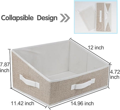 6 Pack Closet Storage Bins for Shelves, Shelf Baskets for Organization,Closet Organizers and Storage,Trapezoid Storage Bin Closet Shelf Organizer for Clothes,Toys,Towel,Book,Baby Clothing (6PC-Coffee)